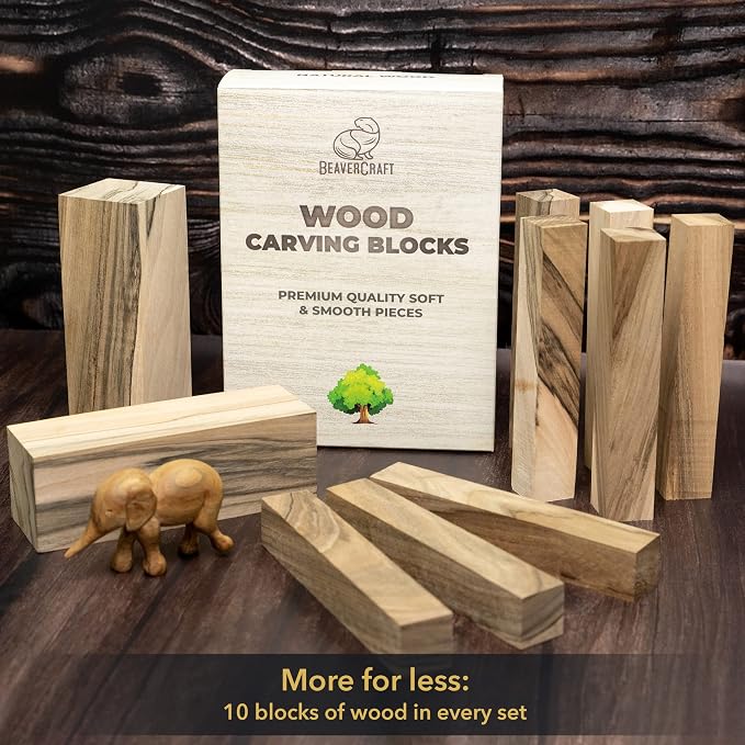 BeaverCraft Walnut Wood for Carving BW10 pcs Wooden Blocks for Whittling and - Image 3