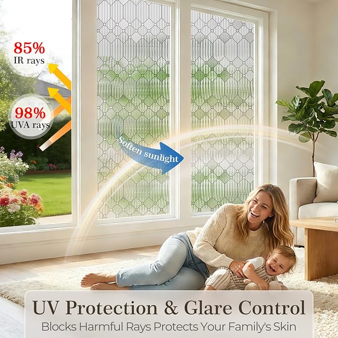 SUNBABY Reeded Glass Window Privacy Film, Decorative Frosted Glass Window Film - Image 8