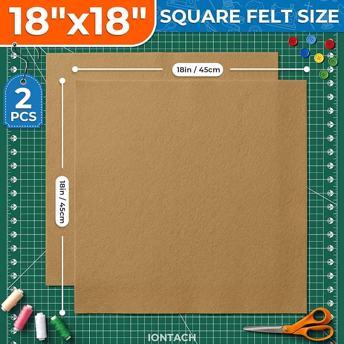 IONTACH 18" X 18" Soft Felt Sheets 1.6mm Thick | Acrylic Felt Fabric Sheets - Image 2