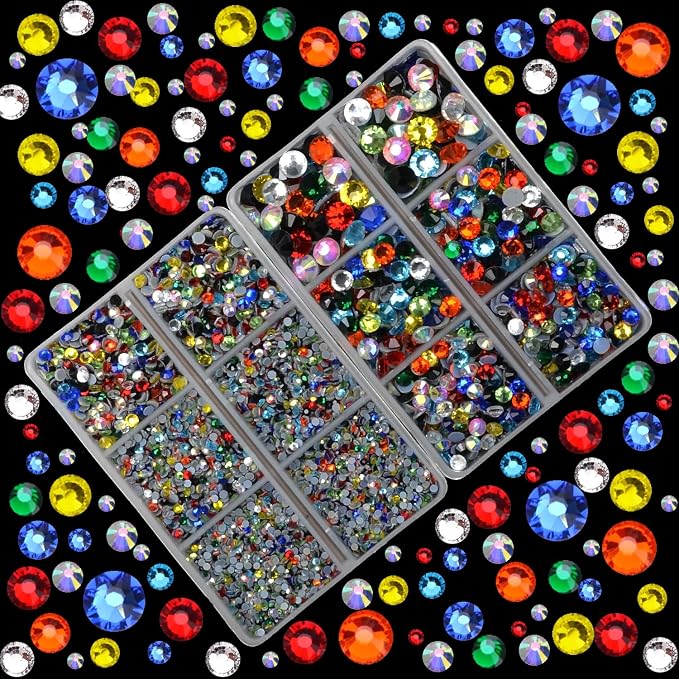 10000Pcs 2-Boxes Mixed Size Hot Fix Round Crystals Gems Glass Stones Hotfix - Image 2