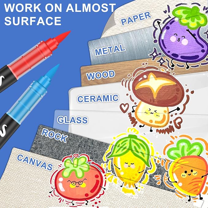 Amamao Acrylic Paint Markers, Soft Brush Tip Pens and Markers, Acrylic Paint - Image 7