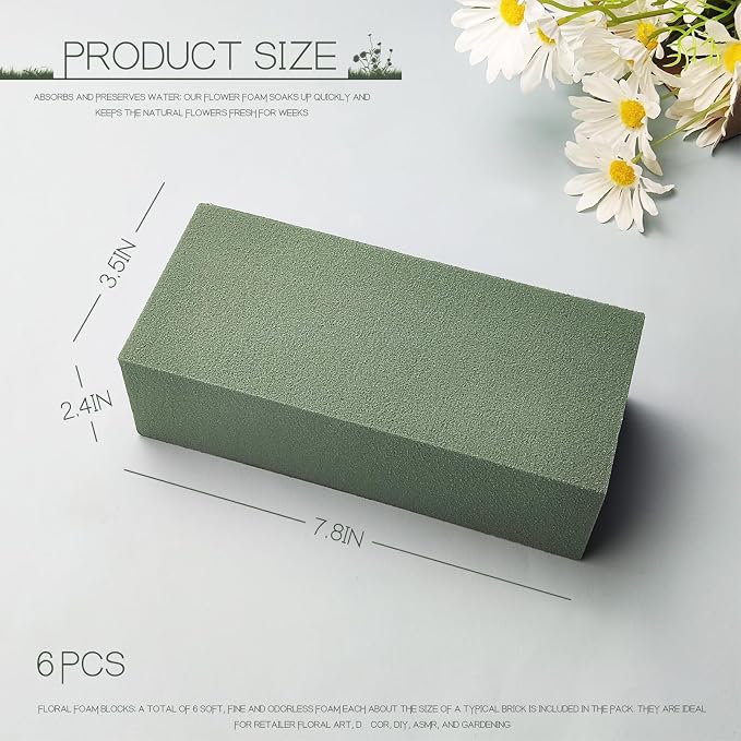 6 Pcs Floral Foam Blocks 7.8x3.5x2.4in Florist Foam - Image 2