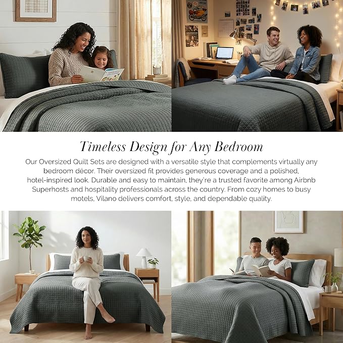 Southshore Fine Living, Inc. Twin Summer Quilts Set, Quilted Grey Bedspread - Image 6