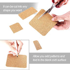 60 Pieces Self Adhesive Cork Coasters Squares/Round 4 x 4 Cork Mats Backing - Image 4