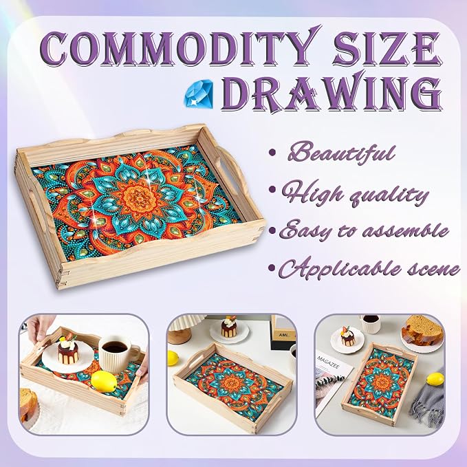 EWJRNSF Diamond Art Kits for Adults Wooden Serving Trays - Image 4