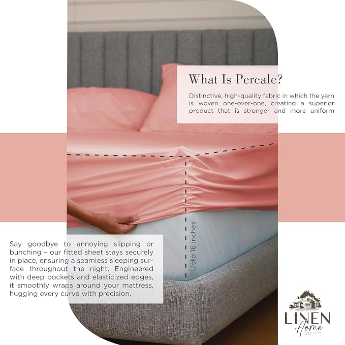 Linen Home 100% Cotton Percale Sheets Twin Size, English Rose, Deep Pocket - Image 4