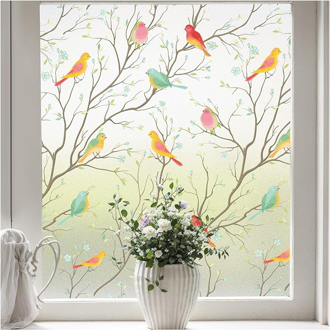 Coavas Stained Glass Window Film, Decorative Frosted Glass Window Privacy Film by Coavas