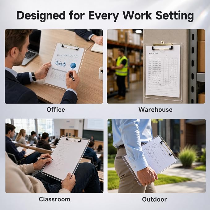 2 Pack Clear Acrylic Clipboard, 12.5 x 9 in | 2mm hard acrylic, not PP/PS; - Image 4