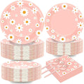 50 Guests Daisy Plates and Napkins Party Supplies Groovy Floral Party by Qyeahkj