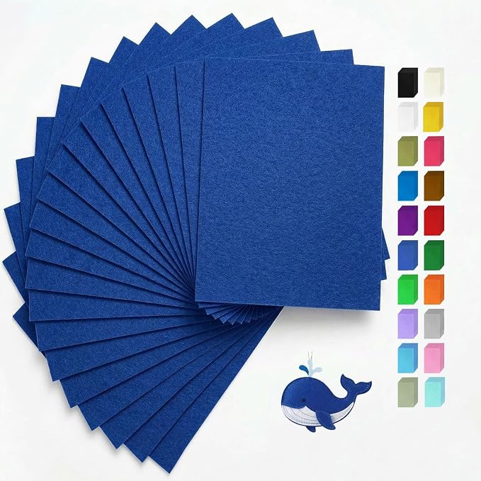Dark Royal Blue Felt Fabric Sheets Stiff 20 Pcs 8" X 12", 1mm Thick Assorted by FANOMMI