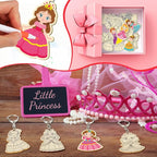 RattanView 24 Pcs Princess Craft Color Your Own Keychains DIY Craft Wooden - Image 5