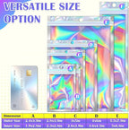 JETMORE 100 Pcs Holographic Mylar Bags, Smell Proof & Resealable Bag - Image 6