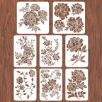INFUNLY 8pcs Peony Wall Stencils by INFUNLY