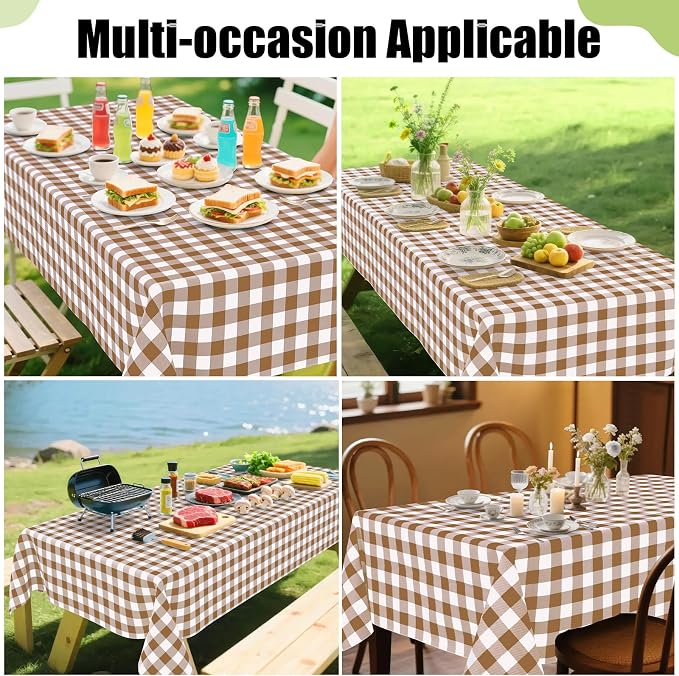 Smiry Rectangle Table Cloth, Waterproof Vinyl Tablecloth - Image 6