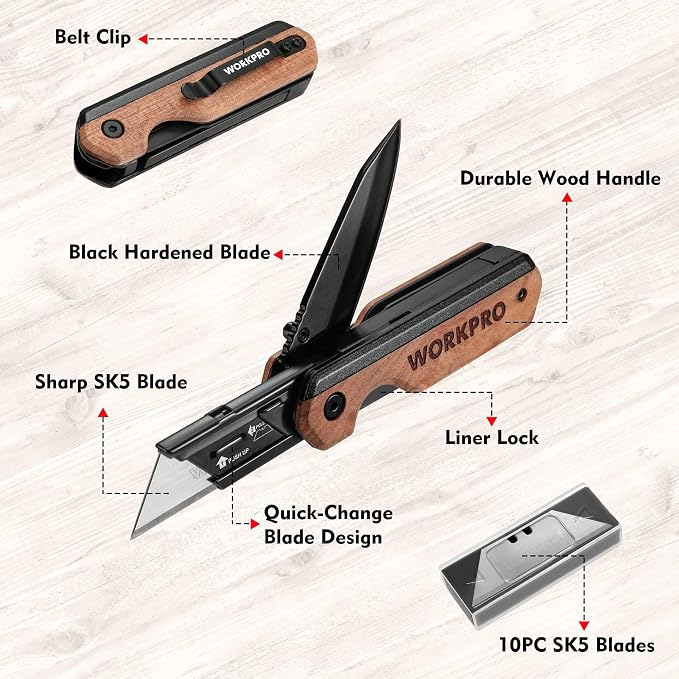 WORKPRO 2-in-1 Folding Knife/Utility Knife - Image 3