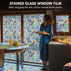 Stained Glass Window Film, Window Privacy Films, Colorful Lattice Window Tint - Image 2