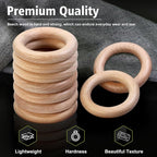FoDau770 10pcs Natural Beech Wooden Rings, Unfinished Solid Wood Rings Heavy - Image 4