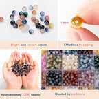XSEINO About 1200+ pcs 6mm Glass Beads Bracelet Making Kit, 24 Assorted Black - Image 4