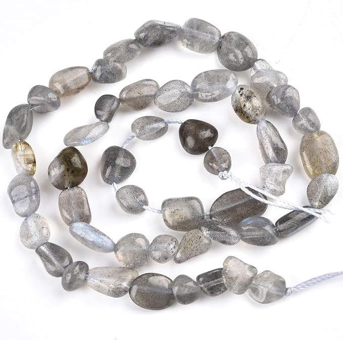HAAMIIQII Natural Gray Labradorite Pebble Stone 5-8mm Small Irregular Freeform by HAAMIIQII