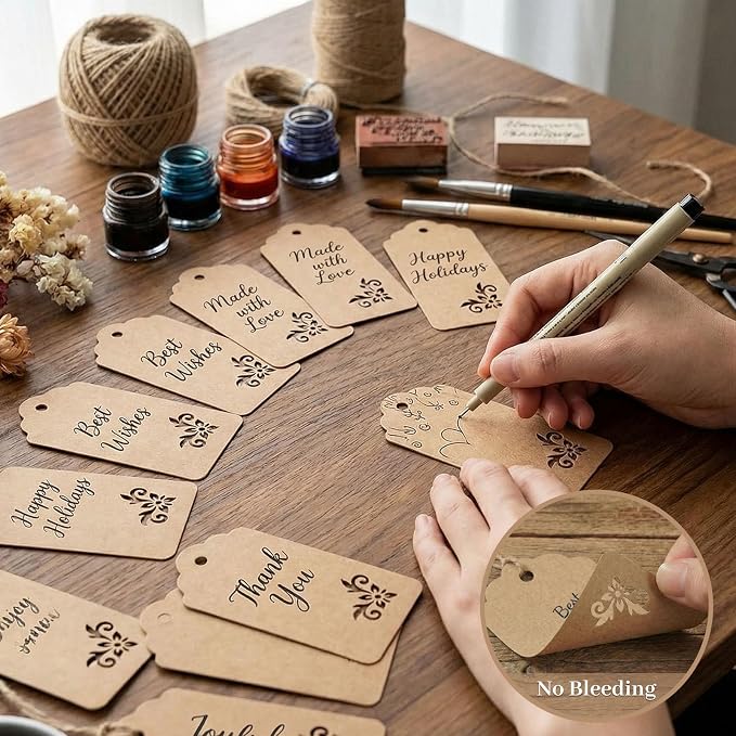 SallyFashion 100 PCS Gift Tags, 2x4 inch Kraft Paper Hollow-Out Tags - Image 4