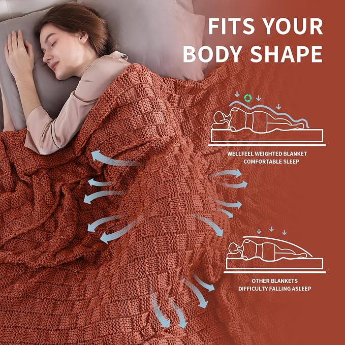 Knitted Weighted Blanket for Adult, No Beads Heavy Blanket 60” x 80'' 10lbs - Image 3