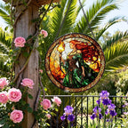 Greatingreat Stained Glass Window Hanging Brigid Goddess, Home Room Decor 7.8 - Image 4