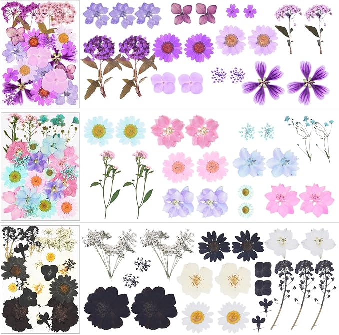 190Pcs Dried Pressed Flowers for Crafts, Xinxinran Dry Flower Kit for Resin - Image 5