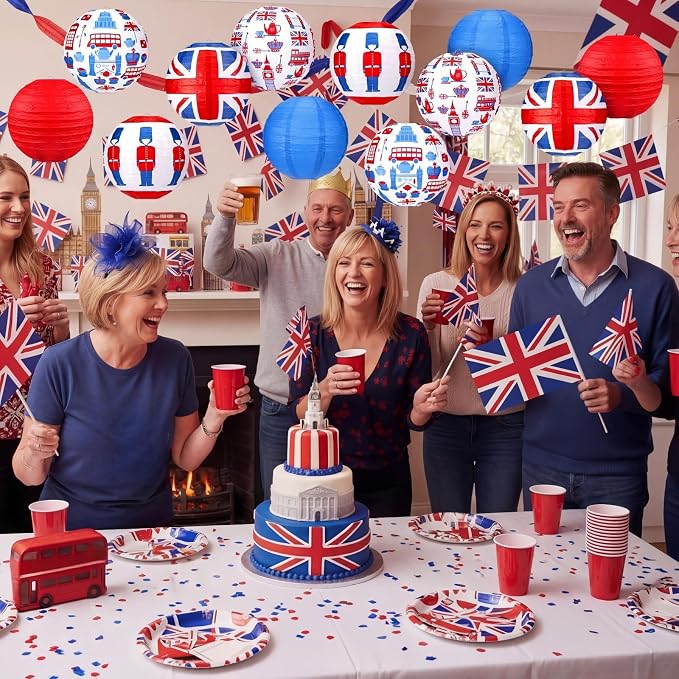 Panelee 12 Pcs British Party Decoration Britain UK England Flag Theme Hanging - Image 4