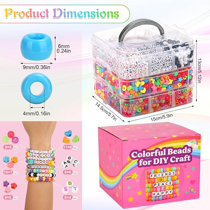 shynek 3800 Pony Beads: Bulk for Bracelets, Hair Braids & Craft - Image 4