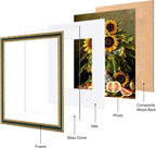 eletecpro 11x14 Vintage Picture Frame, Glass Cover, Horizontal or Vertical - Image 2