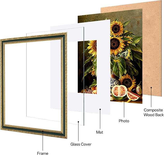 eletecpro 11x14 Vintage Picture Frame, Glass Cover, Horizontal or Vertical - Image 2