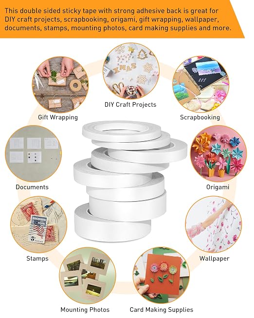 8 Roll Multi-Size Thin Double-Sided Tape - Image 4