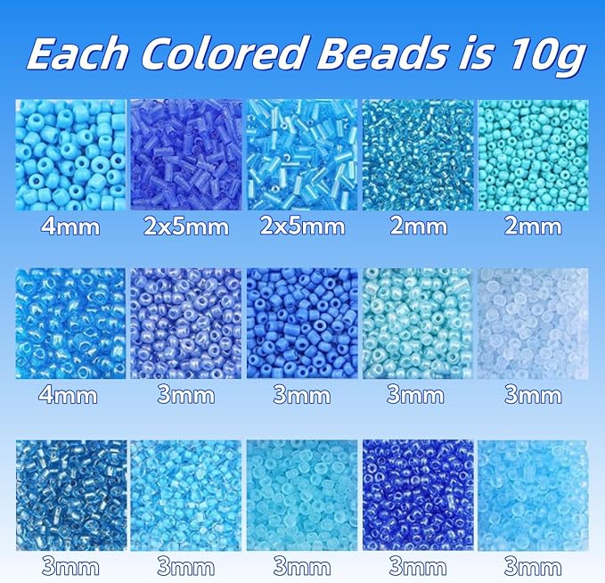 15 Color Glass Seed Tube Bugle Beads Bracelet Jewelry Making Kit, small - Image 2
