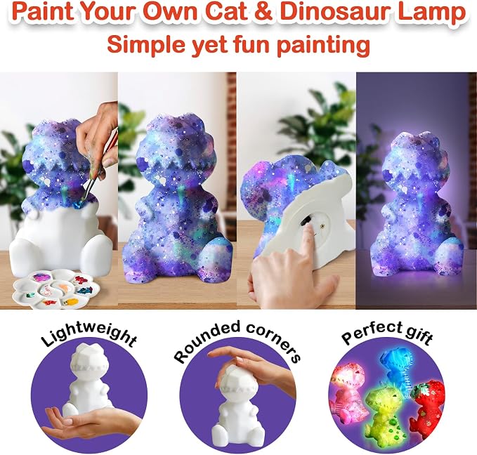Goody King Paint Your Own Cat & Dinosaur Lamp Kit, Arts & Crafts - Image 5