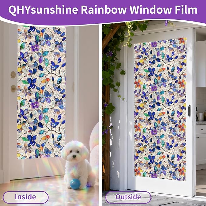 Stained Glass Window Privacy Film Decorative Rainbow Static Clings – Ideal - Image 5