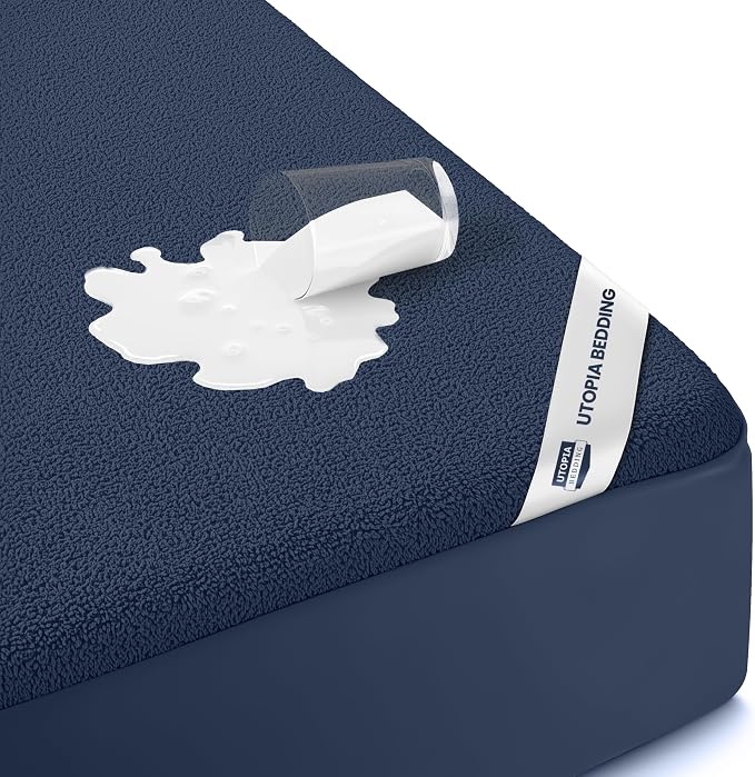 Twin Size Mattress Protector Waterproof, Premium 200 GSM Terry Mattress Cover by UTOPIABEDDING