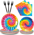24 Guests Tie Dye Party Plates Napkins Tie Dye Birthday Party Decorations by partygreeting