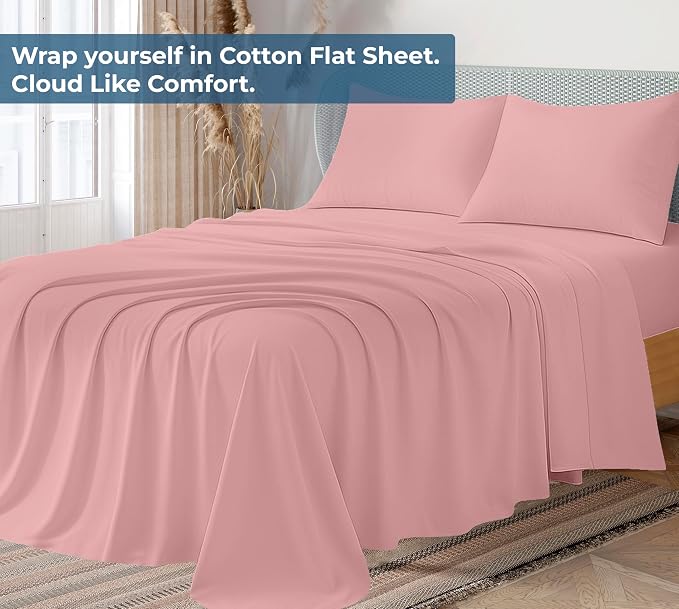 Royale Linens 100% Organic Cotton King Flat Sheet Only - Image 2
