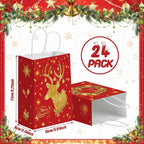Kolldenn 24 Pcs Christmas Party Favors Bags Red and Gold Christmas Goodie Gift - Image 2