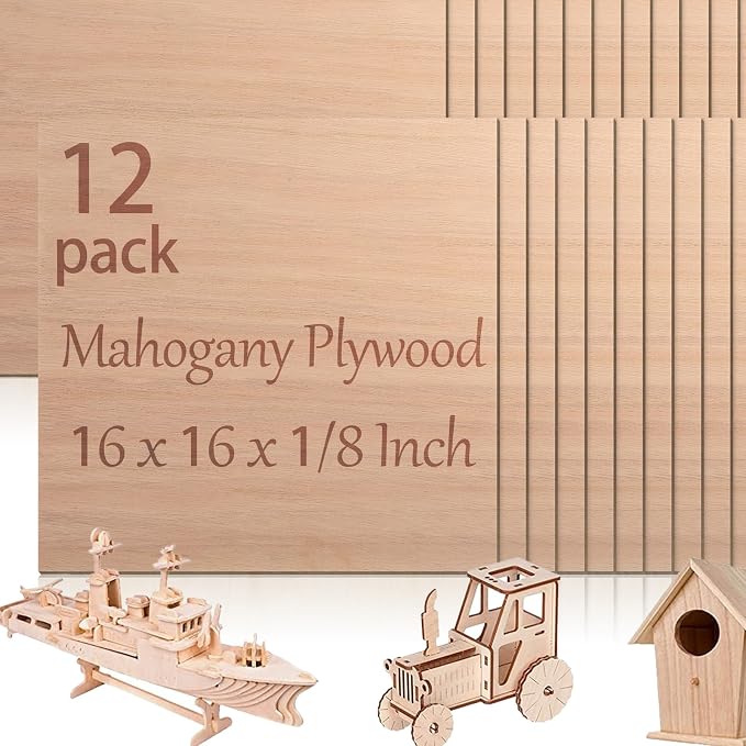 12 Pcs Mahogany Plywood Sheets, School DIY Projects, CNC Cutting, and Wood by Vemkyrio