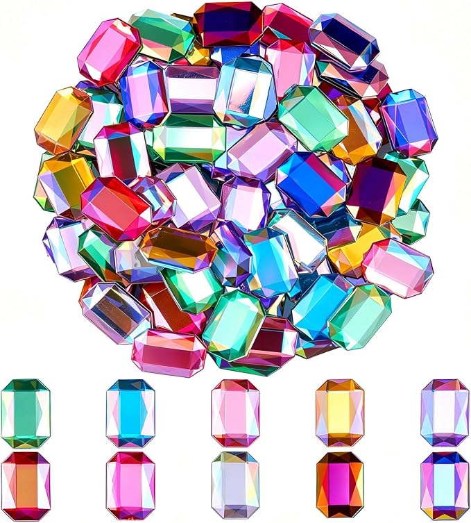 200 Pcs 10x14mm AB Rhinestones for Bedazzling, Rainbow Effect Craft Gems for by Unknown