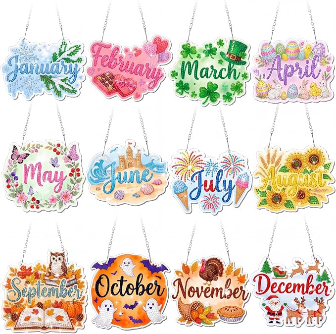 Cinnvoice 12 Pcs Summer Seasonal Diamond Art Hanging Ornament Kit by Cinnvoice