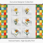 Daffodil Patchwork Cotton Fabric Panel – 6 Designs + Bonus Patchwork Sheet - Image 5