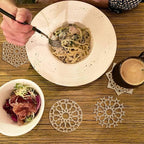 12 pcs 6 Styles Hollow Star Theme Wooden Drink Coasters Snowflake Hexagon - Image 8