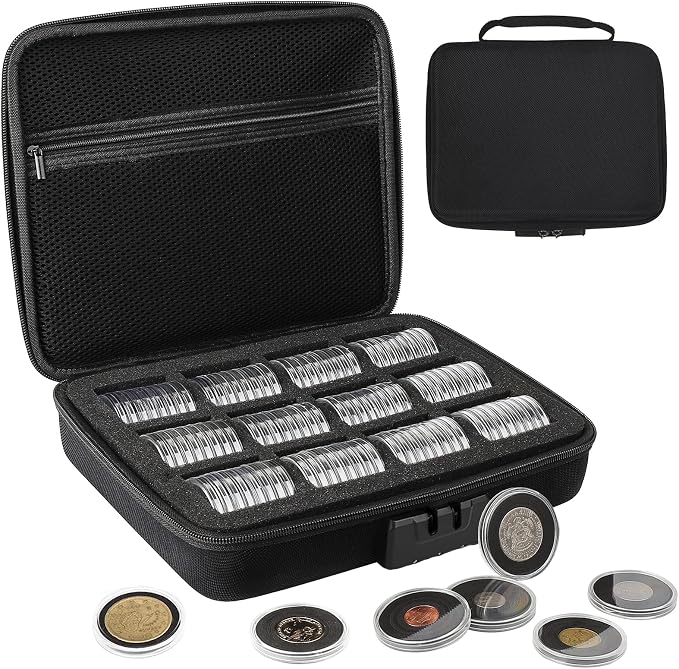 46mm Coin Capsules with Foam Gasket and Storage Organizer Box, Coin Storage by WAEKIYTL