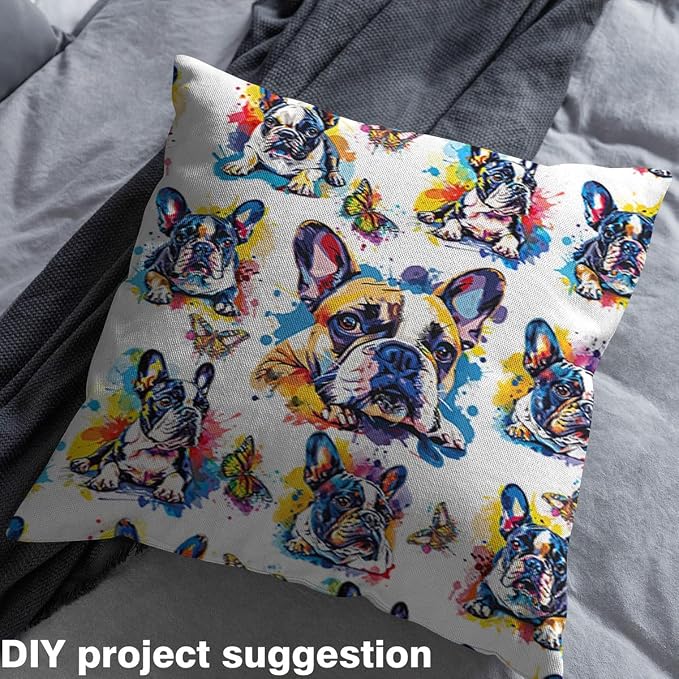 Cartoob Dogs Fabric by The Yard, Watercolor Puppy Pet Fabrics, Rustic Butterfly - Image 3