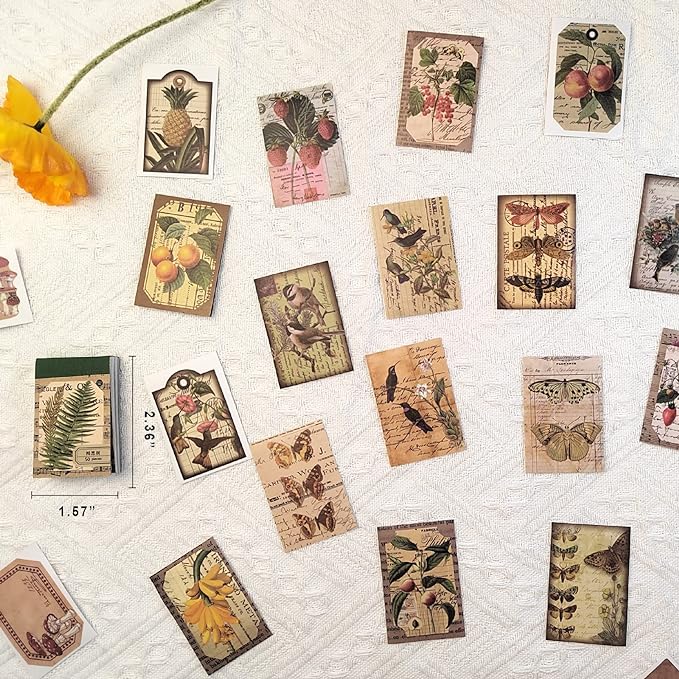 PRSTINCOL 300 Pcs Scrapbook Washi Stickers, Vintage Flower Butterfly Botanical - Image 6