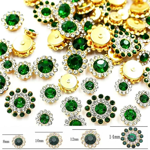 100 Pcs Sew on Rhinestones Gems Crystals Glass Metal Base Sewing Flower 8mm - Image 2