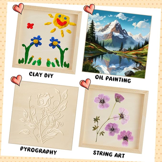 Barydat 24 Pcs Wood Panels for Painting 8'' x 8'' Unfinished Wood Canvas Board - Image 6