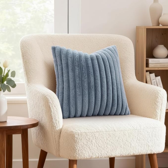 decorUhome Cozy Faux Fur Throw Pillow Covers 22x22 Set of 2 Decorative Soft - Image 4